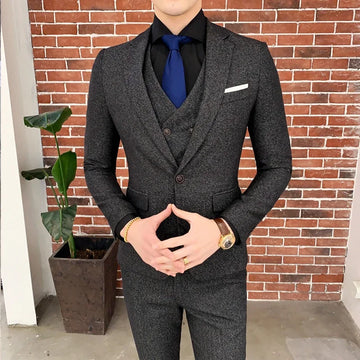 159.07Aidase High-quality (Blazer + Vest + Trousers) Men's Italian Style Elegant Fashion Simple Business Casual Gentleman Three-piece Suit aidase-shop